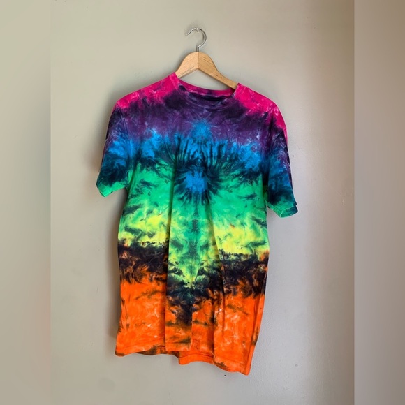 Liquid blue tie dye t shirt multicolor rainbow color - Picture 1 of 6